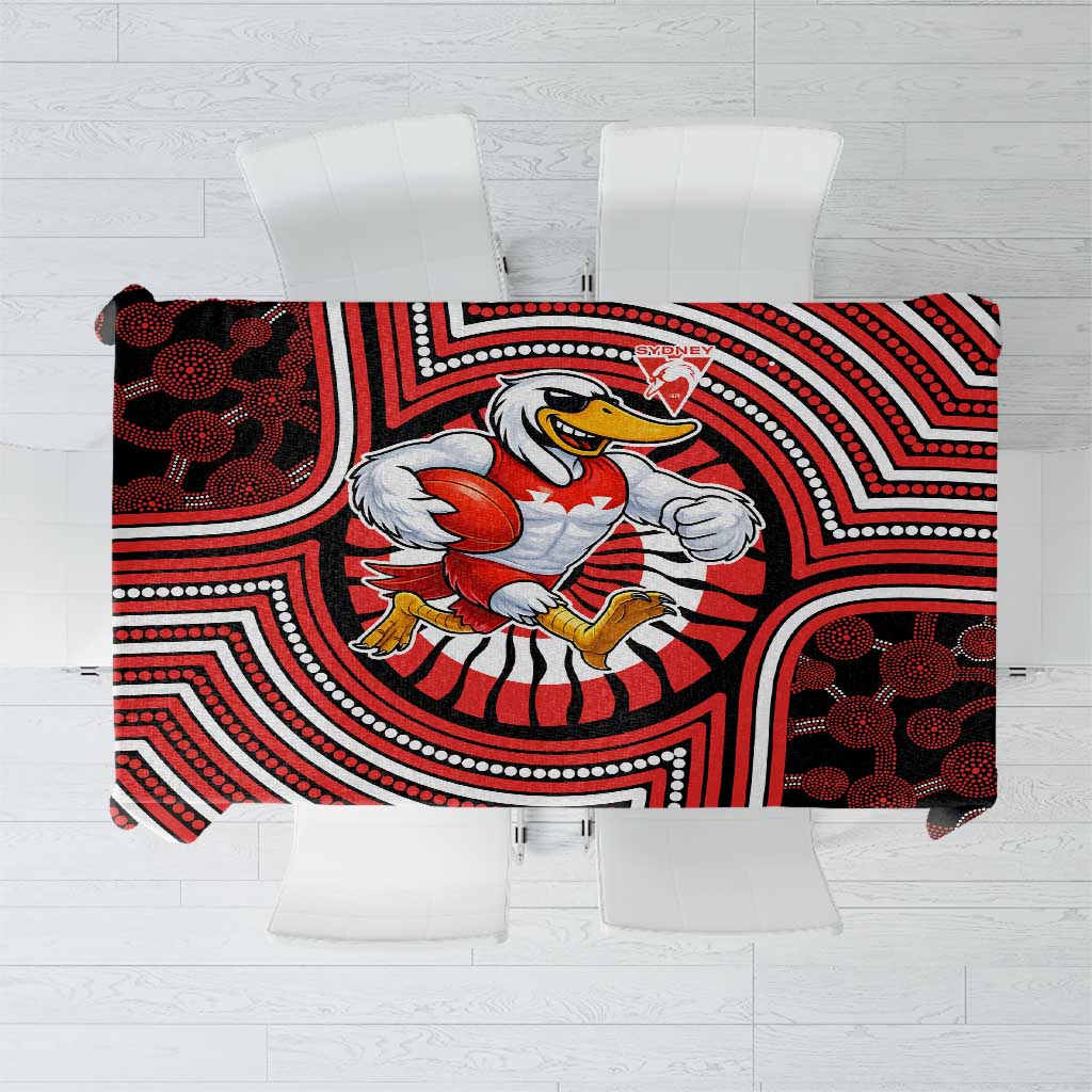 Sydney Swans Tablecloth Indigenous Monochrome Dot Art Mascot Style