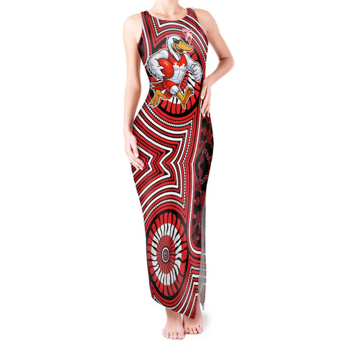 Sydney Swans Tank Maxi Dress Indigenous Monochrome Dot Art Mascot Style