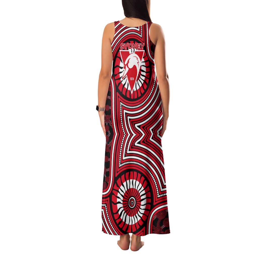 Sydney Swans Tank Maxi Dress Indigenous Monochrome Dot Art Mascot Style