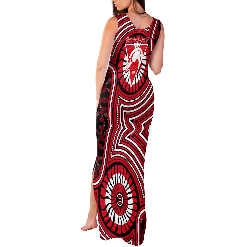 Sydney Swans Tank Maxi Dress Indigenous Monochrome Dot Art Mascot Style