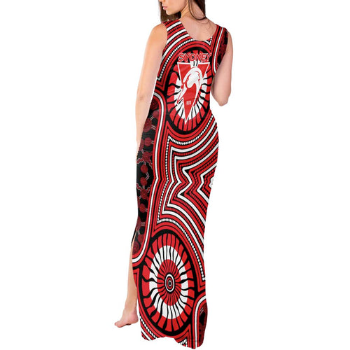 Sydney Swans Tank Maxi Dress Indigenous Monochrome Dot Art Mascot Style