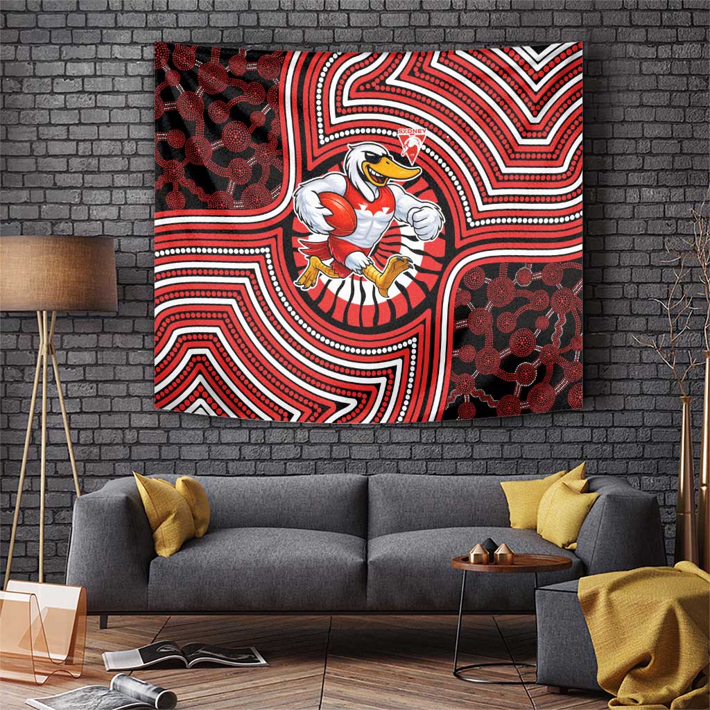 Sydney Swans Tapestry Indigenous Monochrome Dot Art Mascot Style