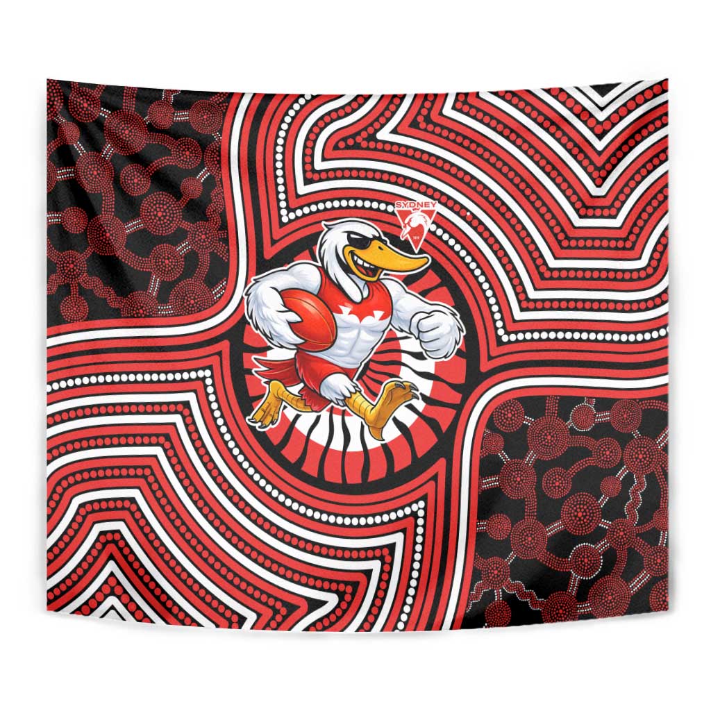 Sydney Swans Tapestry Indigenous Monochrome Dot Art Mascot Style