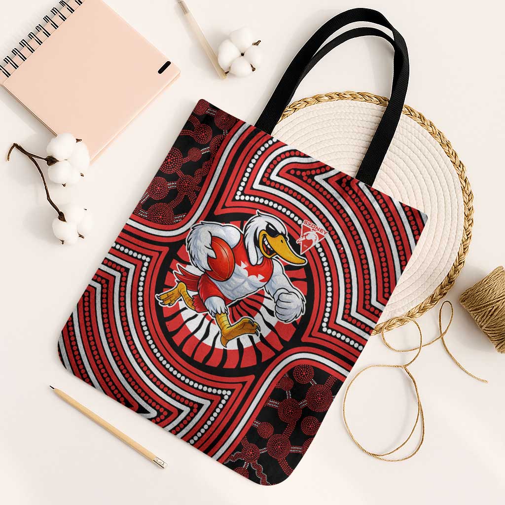 Sydney Swans Tote Bag Indigenous Monochrome Dot Art Mascot Style