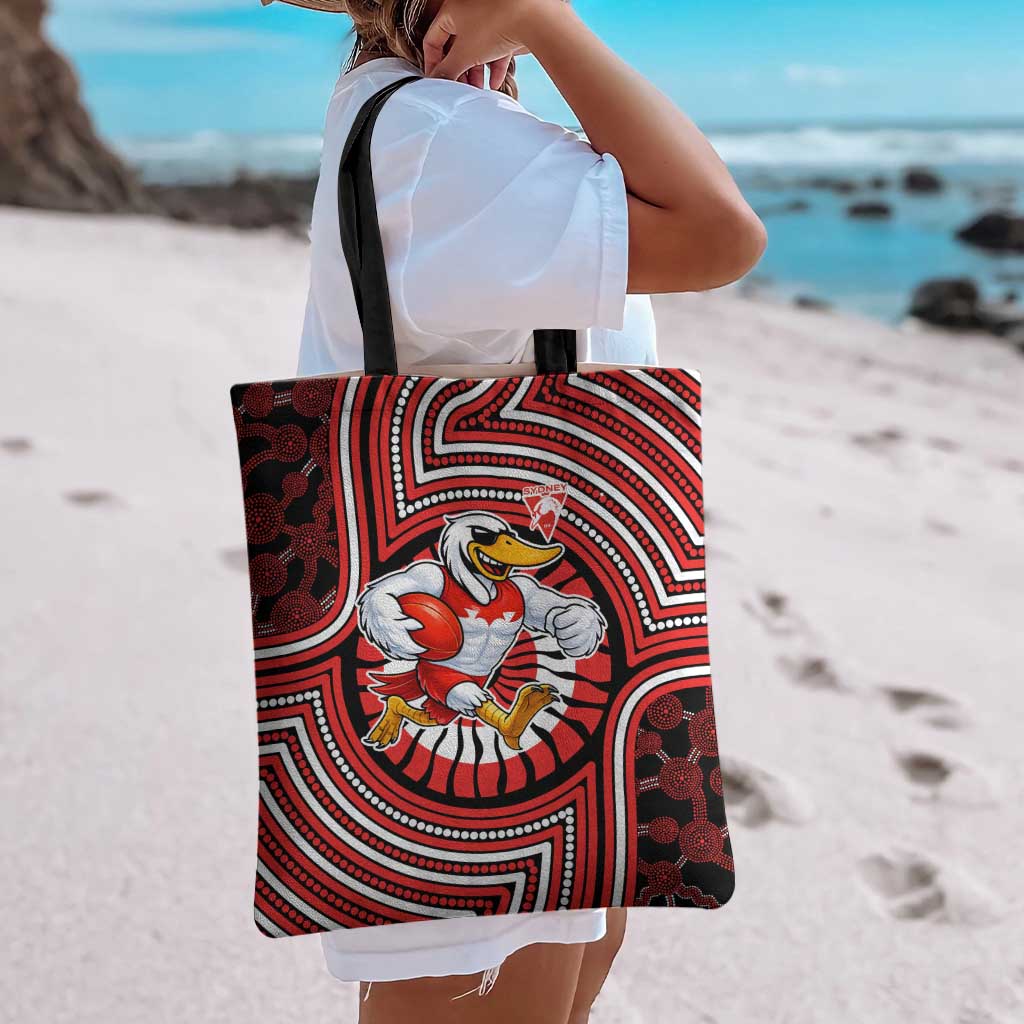 Sydney Swans Tote Bag Indigenous Monochrome Dot Art Mascot Style
