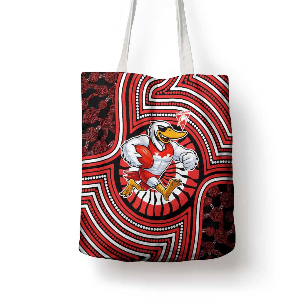 Sydney Swans Tote Bag Indigenous Monochrome Dot Art Mascot Style