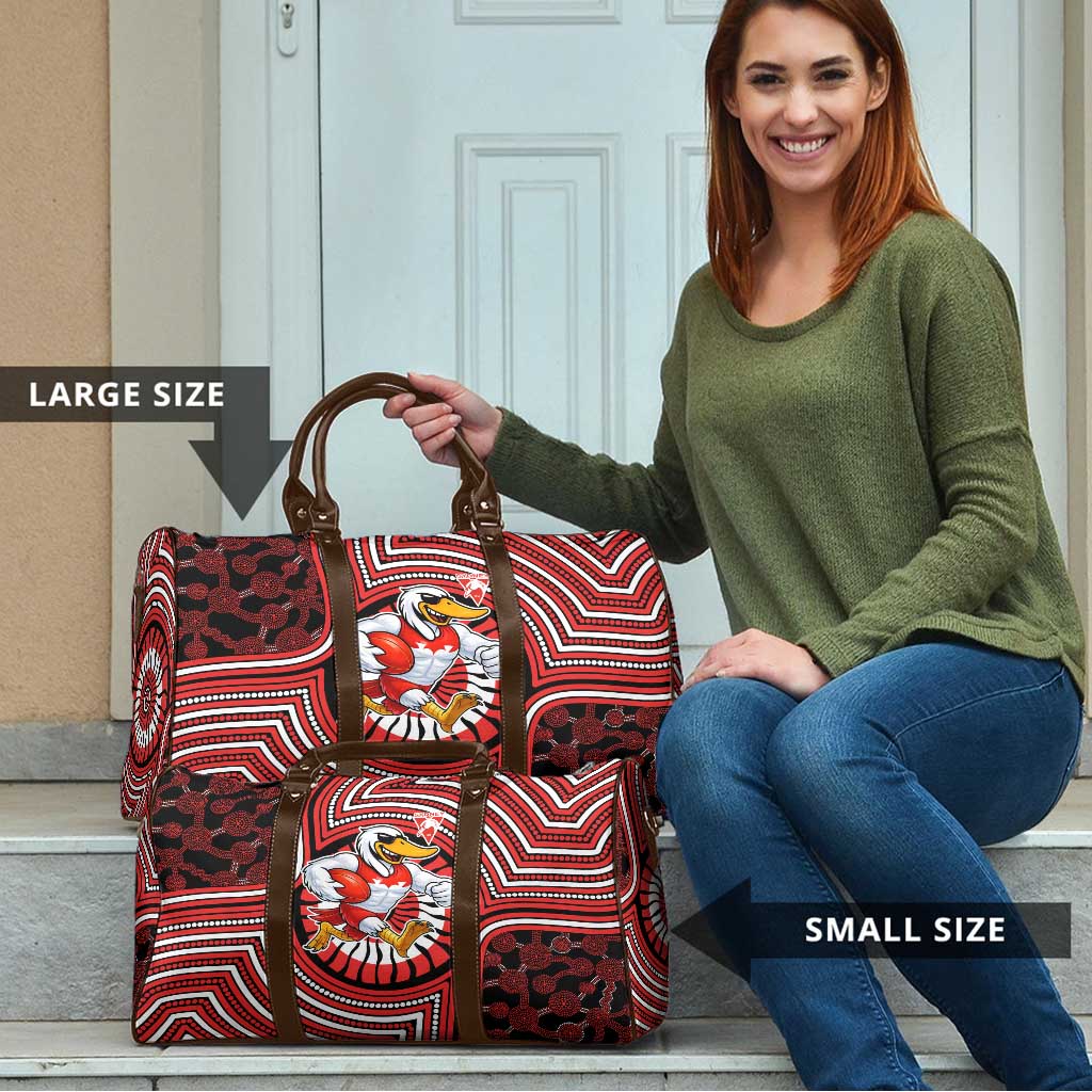 Sydney Swans Travel Bag Indigenous Monochrome Dot Art Mascot Style