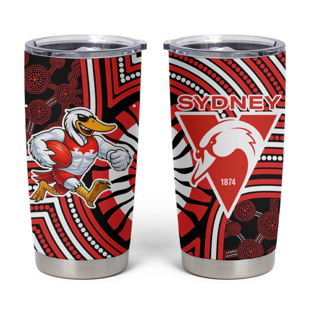 Sydney Swans Tumbler Cup Indigenous Monochrome Dot Art Mascot Style