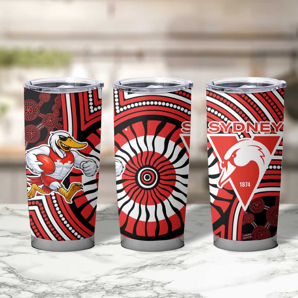Sydney Swans Tumbler Cup Indigenous Monochrome Dot Art Mascot Style