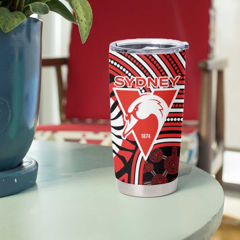 Sydney Swans Tumbler Cup Indigenous Monochrome Dot Art Mascot Style