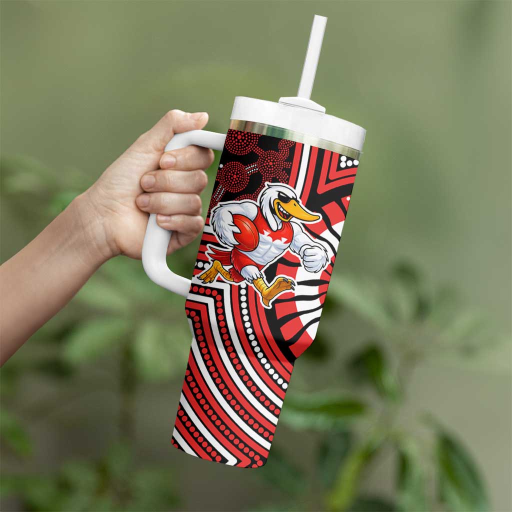 Sydney Swans Tumbler With Handle Indigenous Monochrome Dot Art Mascot Style