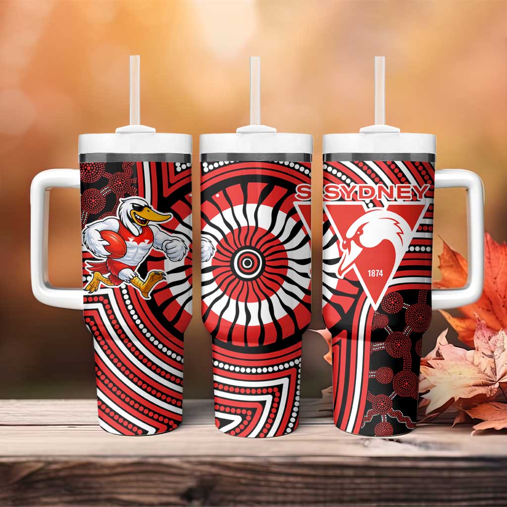 Sydney Swans Tumbler With Handle Indigenous Monochrome Dot Art Mascot Style