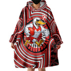 Sydney Swans Wearable Blanket Hoodie Indigenous Monochrome Dot Art Mascot Style