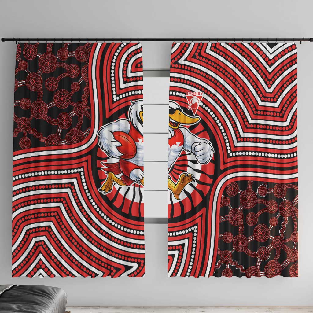 Sydney Swans Window Curtain Indigenous Monochrome Dot Art Mascot Style