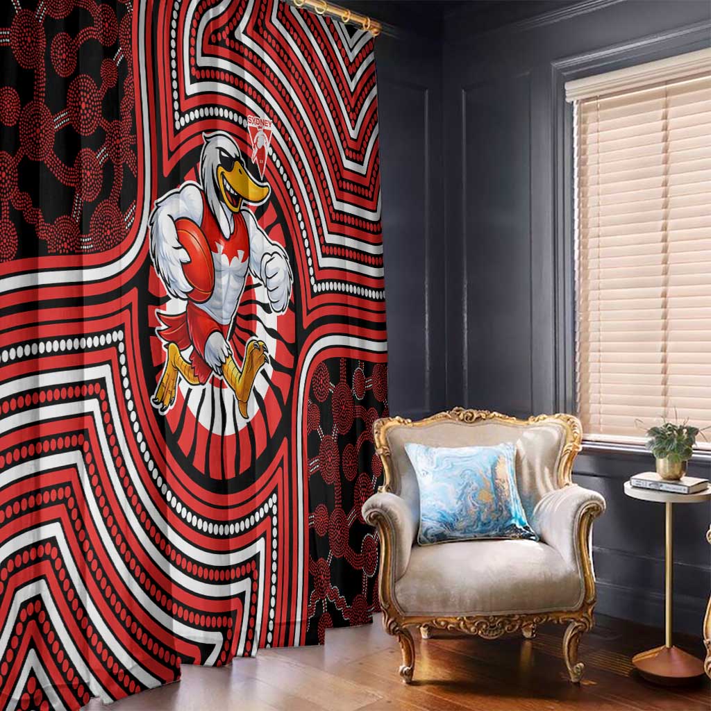 Sydney Swans Window Curtain Indigenous Monochrome Dot Art Mascot Style