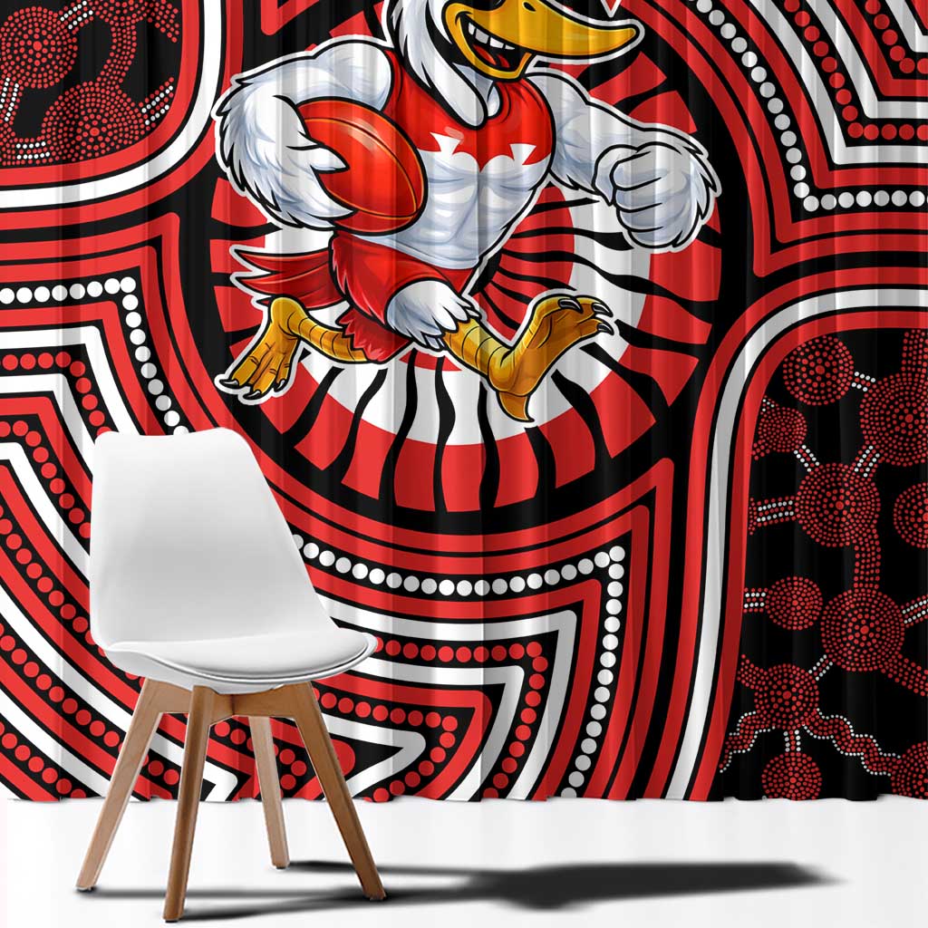Sydney Swans Window Curtain Indigenous Monochrome Dot Art Mascot Style