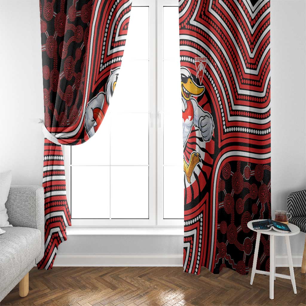 Sydney Swans Window Curtain Indigenous Monochrome Dot Art Mascot Style