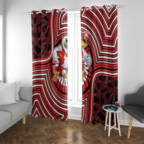 Sydney Swans Window Curtain Indigenous Monochrome Dot Art Mascot Style