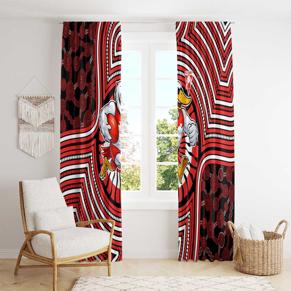 Sydney Swans Window Curtain Indigenous Monochrome Dot Art Mascot Style