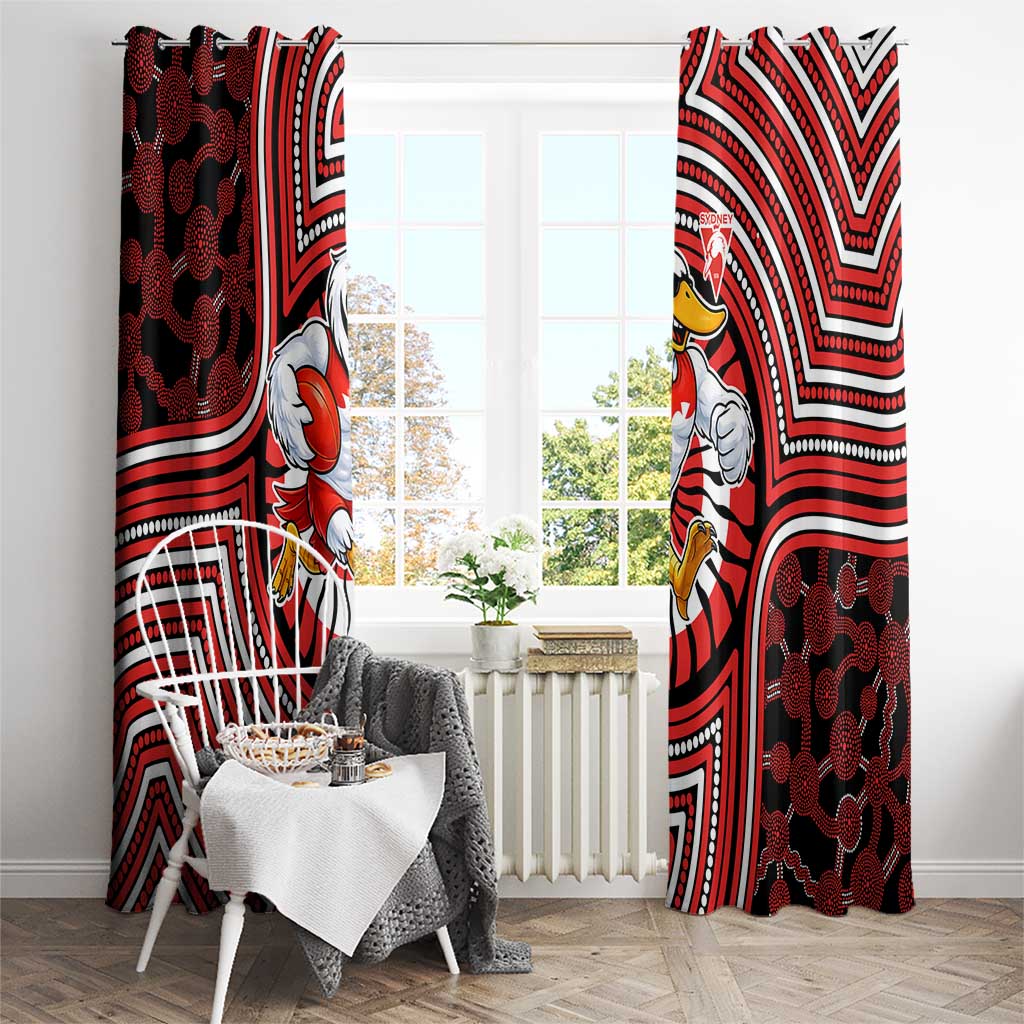 Sydney Swans Window Curtain Indigenous Monochrome Dot Art Mascot Style