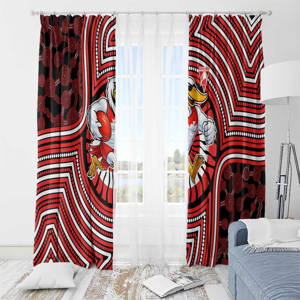 Sydney Swans Window Curtain Indigenous Monochrome Dot Art Mascot Style