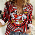 Sydney Swans Women Casual Shirt Indigenous Monochrome Dot Art Mascot Style