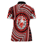 Sydney Swans Women Polo Shirt Indigenous Monochrome Dot Art Mascot Style