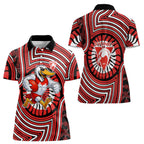 Sydney Swans Women Polo Shirt Indigenous Monochrome Dot Art Mascot Style