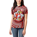 Sydney Swans Women Polo Shirt Indigenous Monochrome Dot Art Mascot Style