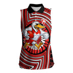 Sydney Swans Women Sleeveless Polo Shirt Indigenous Monochrome Dot Art Mascot Style