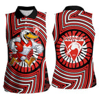 Sydney Swans Women Sleeveless Polo Shirt Indigenous Monochrome Dot Art Mascot Style