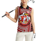 Sydney Swans Women Sleeveless Polo Shirt Indigenous Monochrome Dot Art Mascot Style