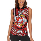 Sydney Swans Women Sleeveless Polo Shirt Indigenous Monochrome Dot Art Mascot Style