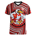 Sydney Swans Women V-Neck T-Shirt Indigenous Monochrome Dot Art Mascot Style