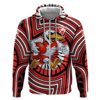 Sydney Swans Zip Hoodie Indigenous Monochrome Dot Art Mascot Style