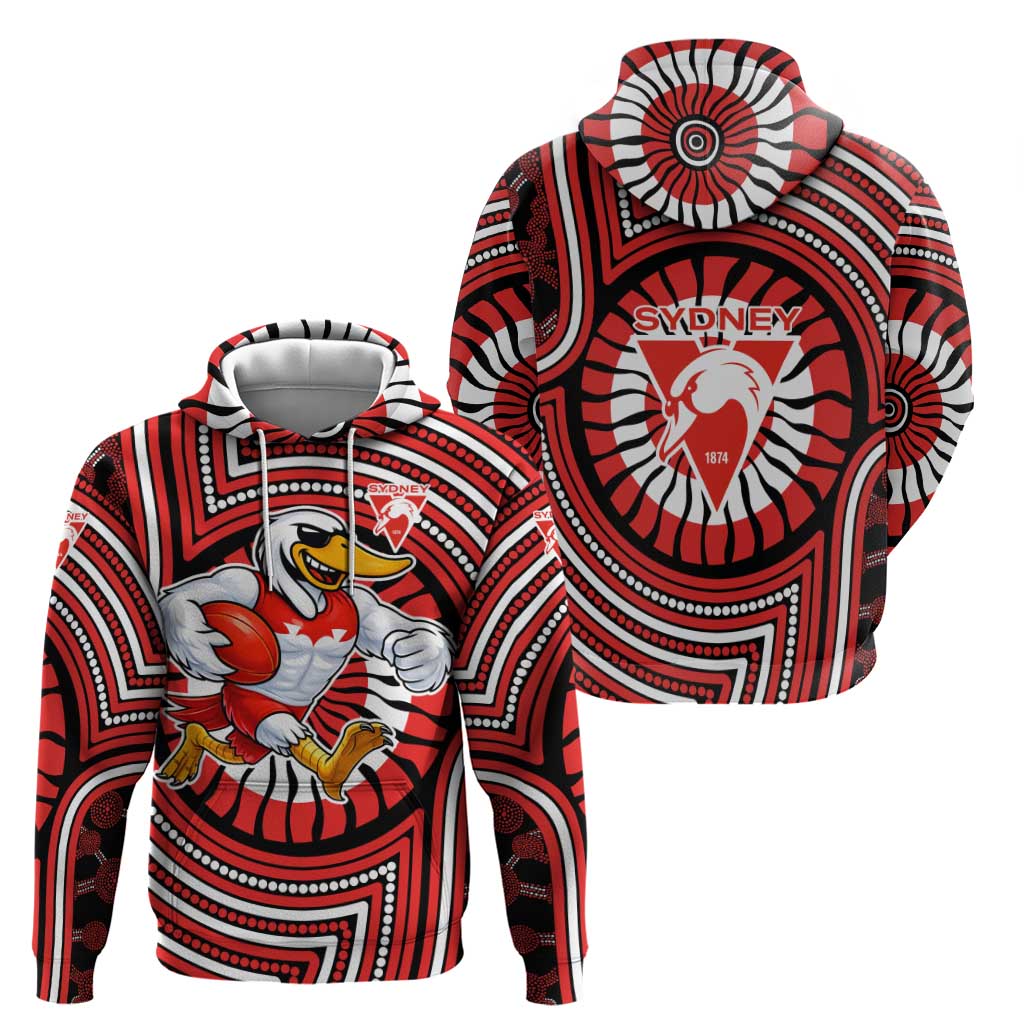 Sydney Swans Zip Hoodie Indigenous Monochrome Dot Art Mascot Style