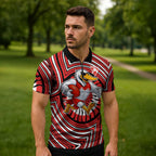 Sydney Swans Zipper Polo Shirt Indigenous Monochrome Dot Art Mascot Style