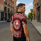Sydney Swans Zipper Polo Shirt Indigenous Monochrome Dot Art Mascot Style