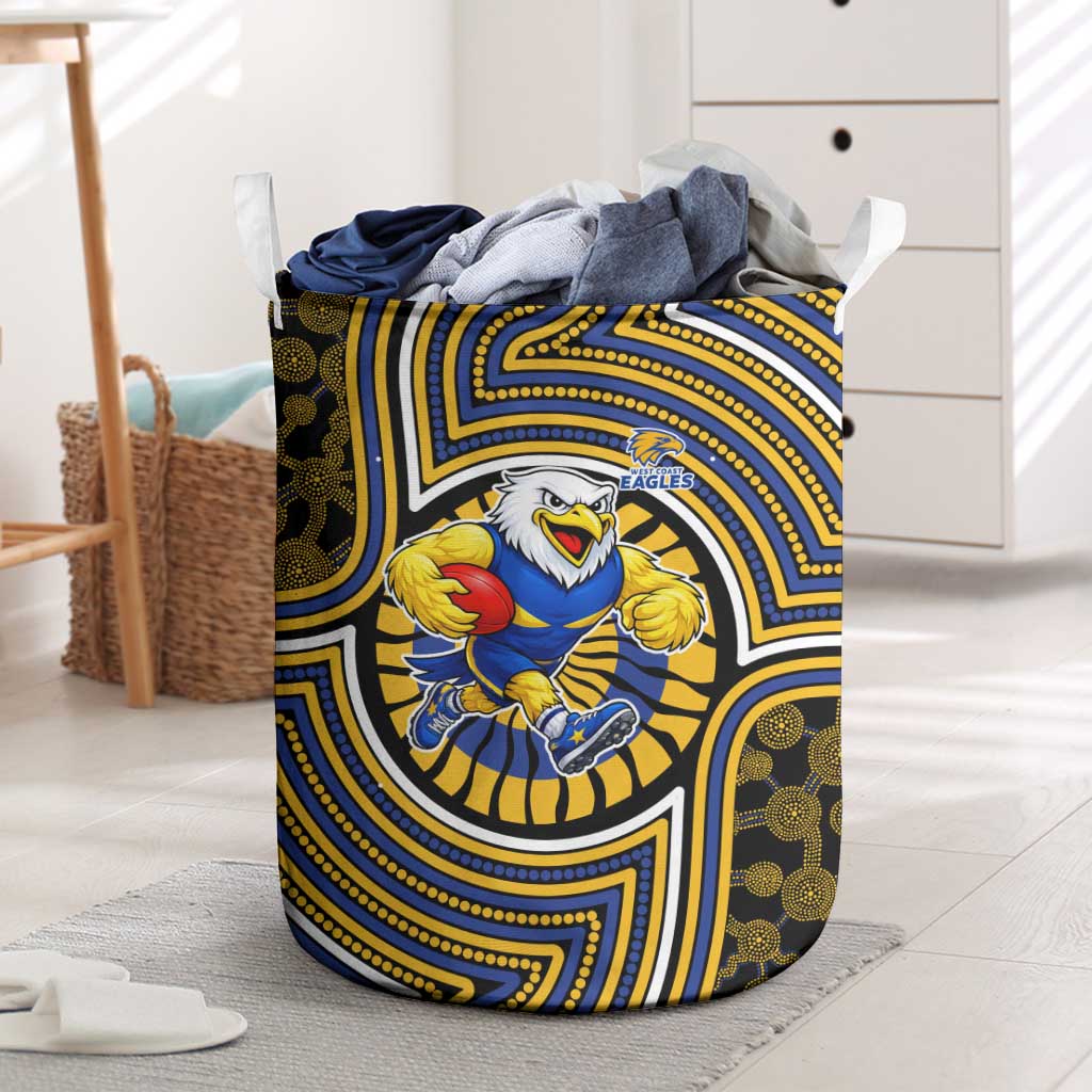 West Coast Eagles Laundry Basket Indigenous Monochrome Dot Art Mascot Style