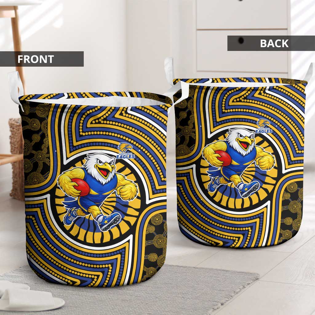 West Coast Eagles Laundry Basket Indigenous Monochrome Dot Art Mascot Style