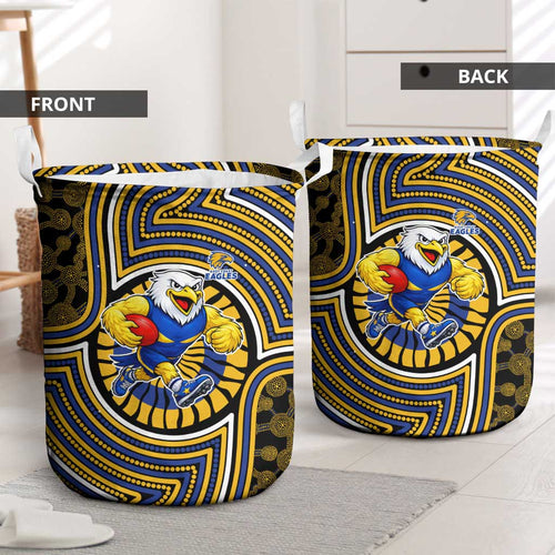 West Coast Eagles Laundry Basket Indigenous Monochrome Dot Art Mascot Style