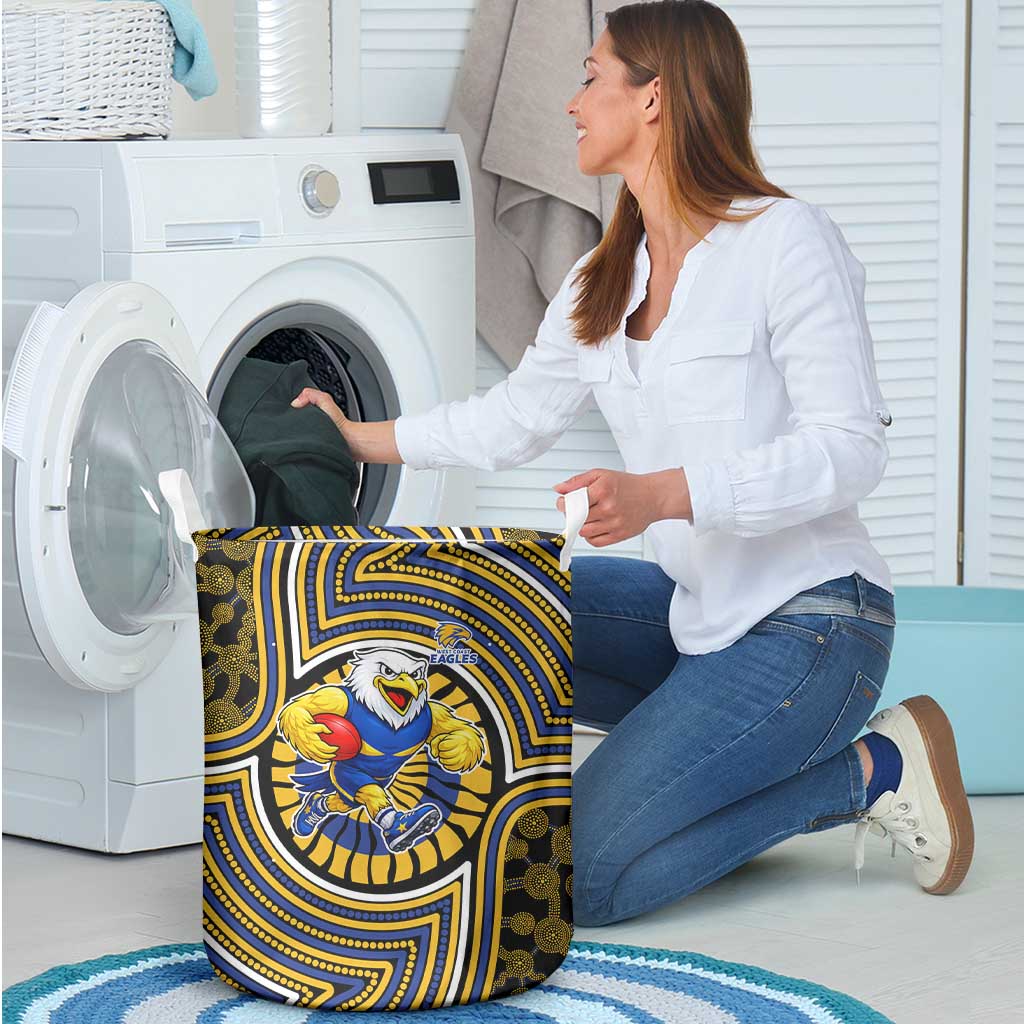 West Coast Eagles Laundry Basket Indigenous Monochrome Dot Art Mascot Style