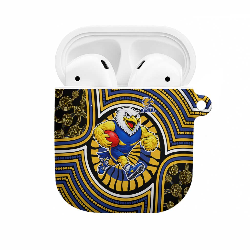 West Coast Eagles AirPods Case Indigenous Monochrome Dot Art Mascot Style