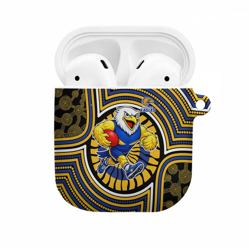 West Coast Eagles AirPods Case Indigenous Monochrome Dot Art Mascot Style