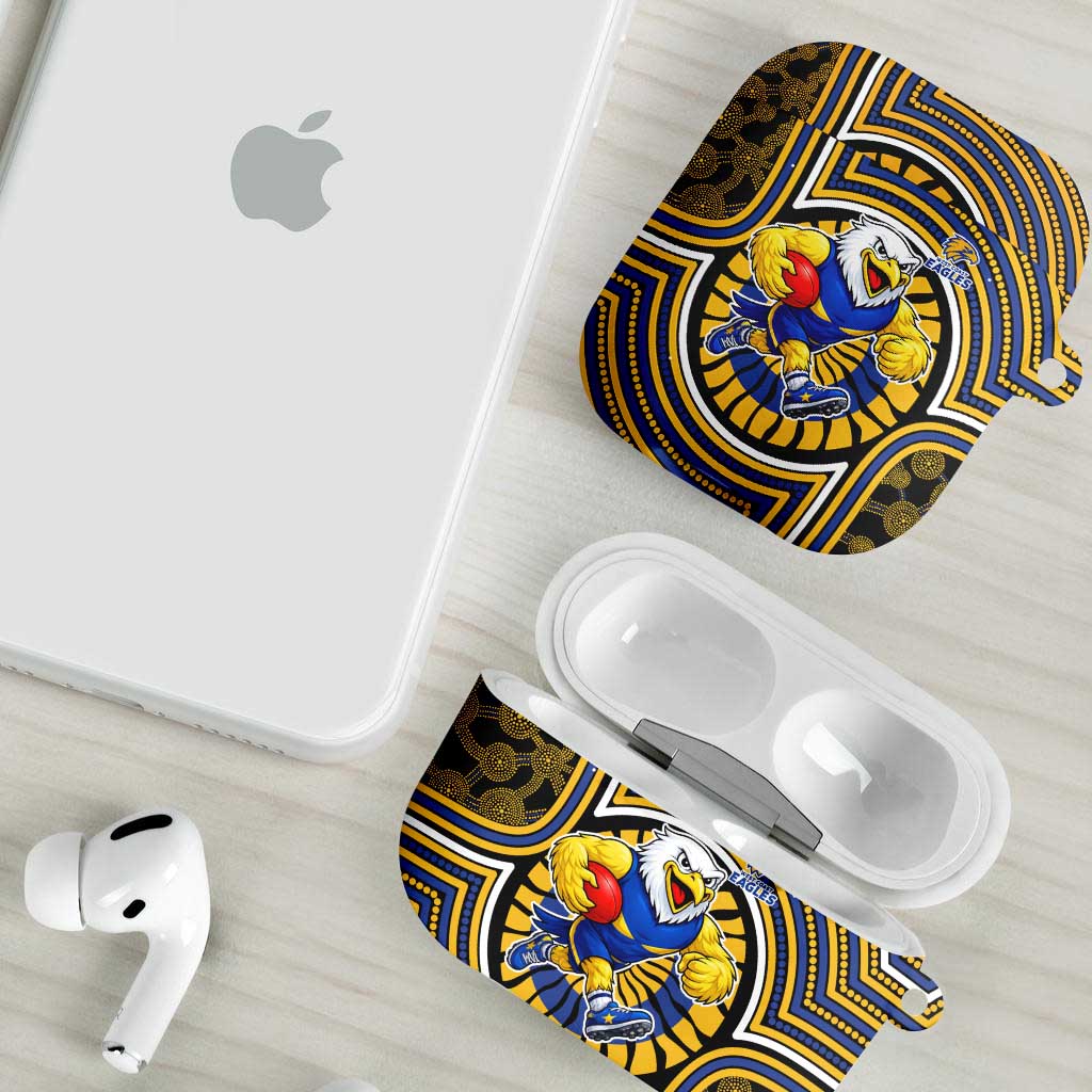 West Coast Eagles AirPods Case Indigenous Monochrome Dot Art Mascot Style
