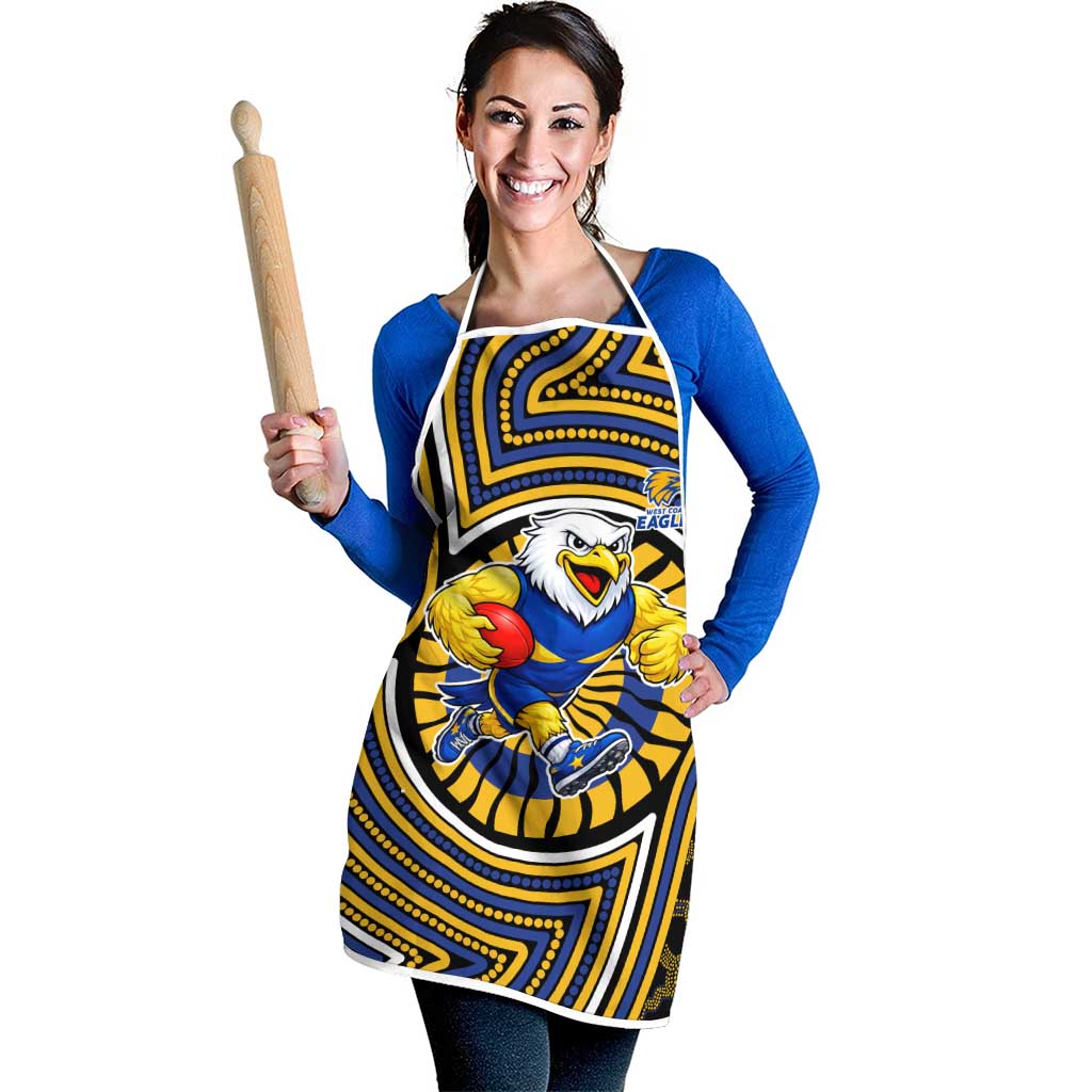 West Coast Eagles Apron Indigenous Monochrome Dot Art Mascot Style