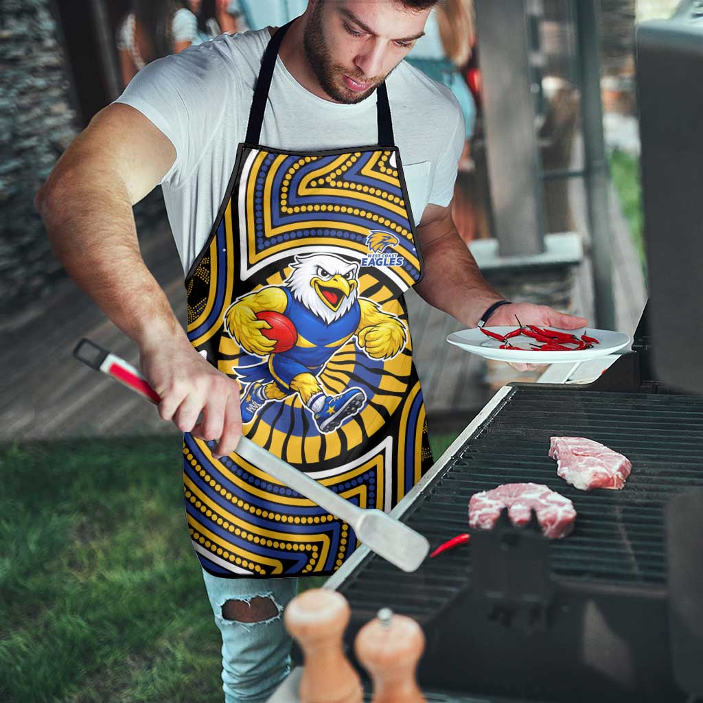West Coast Eagles Apron Indigenous Monochrome Dot Art Mascot Style