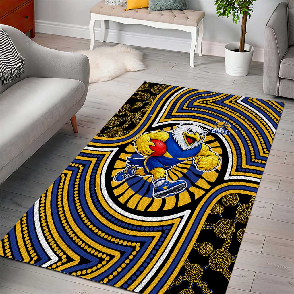 West Coast Eagles Area Rug Indigenous Monochrome Dot Art Mascot Style