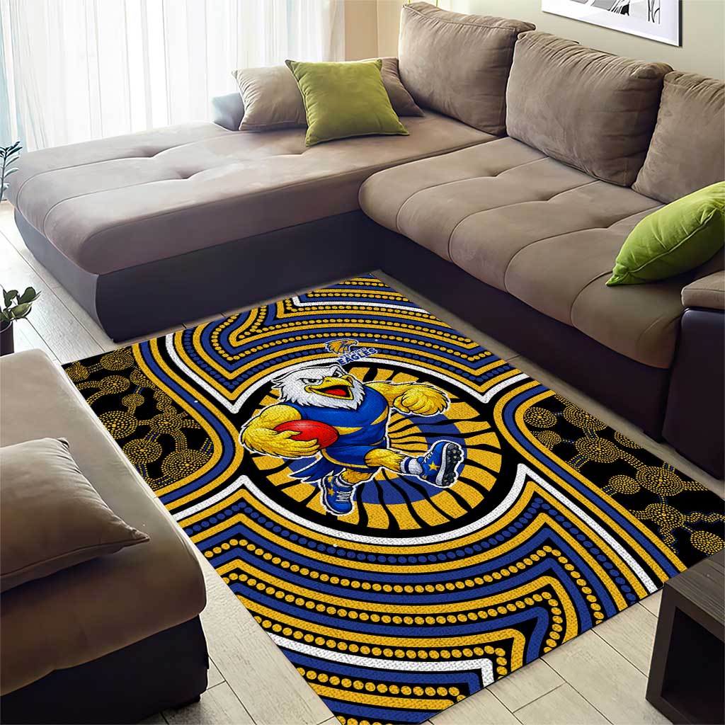 West Coast Eagles Area Rug Indigenous Monochrome Dot Art Mascot Style