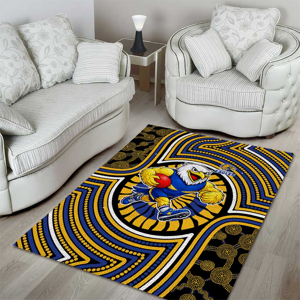West Coast Eagles Area Rug Indigenous Monochrome Dot Art Mascot Style